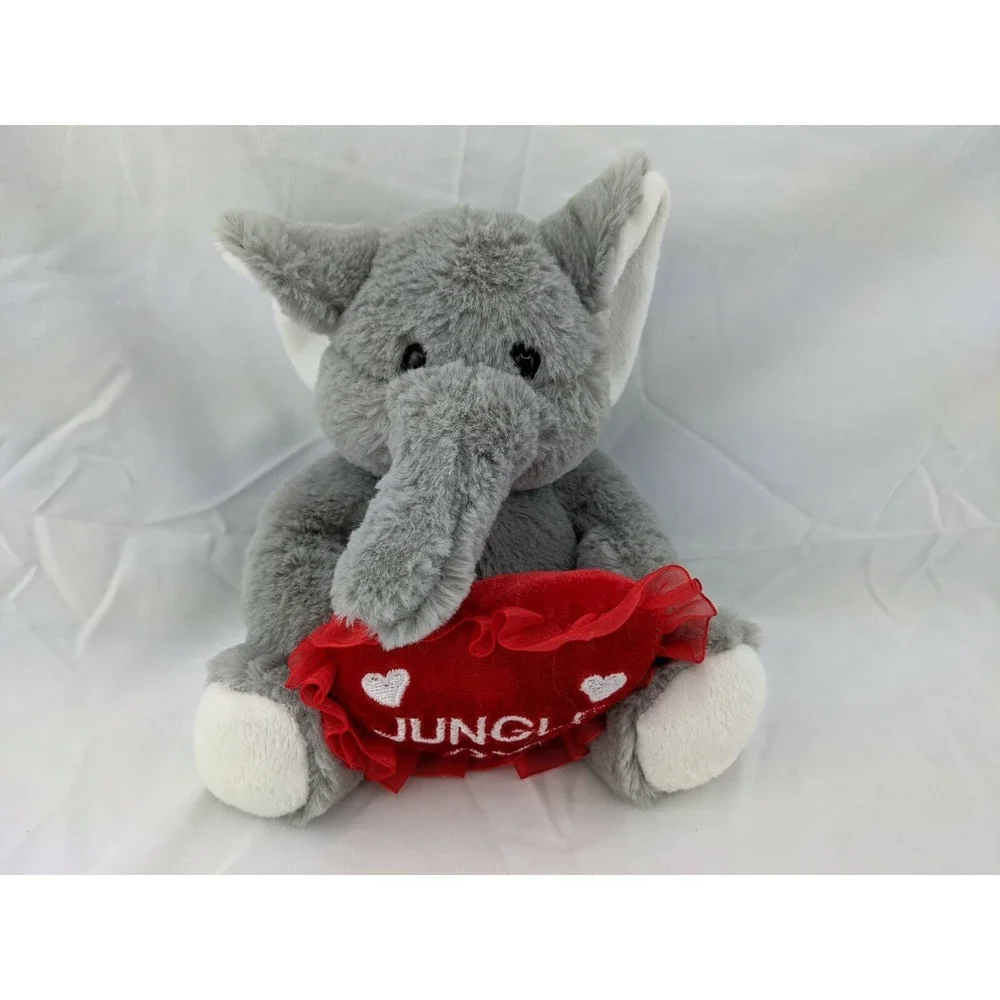 Gray Elephant Plush 7 Inch Jungle‎ Love Heart Pillow Red Inter-American Products